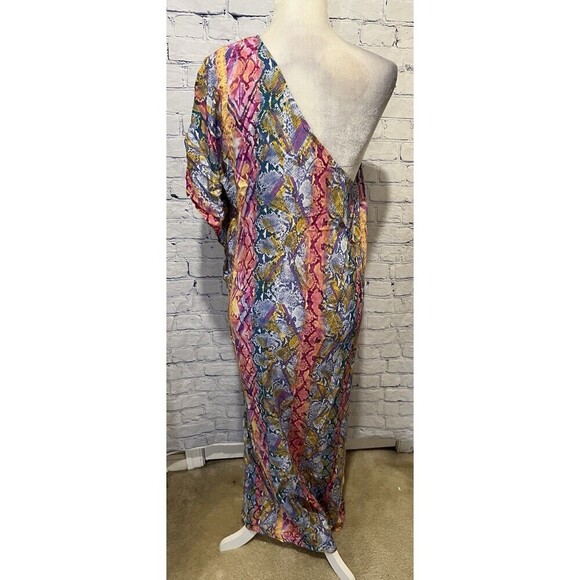 NWT Savanna Jane Women’s Multicolor Animal Print One Shoulder Maxi Dress Size M - Picture 5 of 7